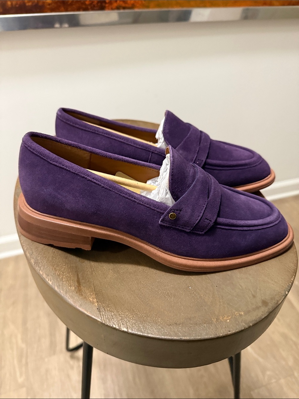 Franco Sarto Purple Suede Penny Loafers